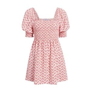 NWOT HILL HOUSE The Athena Nap Dress Pink Spaced Floral Poly Crepe Size XS